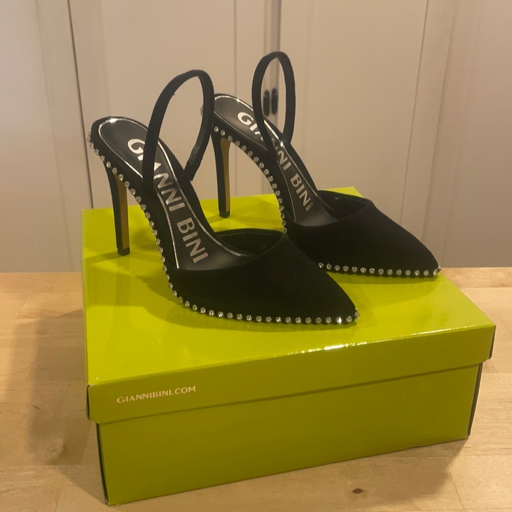 GIANNI BINI black suede heels